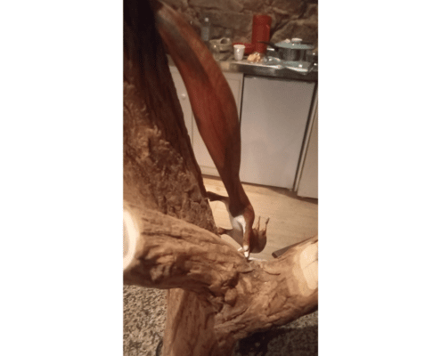 Pied de lampe écureuil en bois